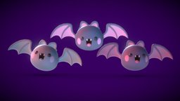 Cute Little Bats 01 cute, bat, dead, vampire, haunted, scary, hood, casual, snap, bats, boo, emoji, cartoon, game, blender, witch, house, stylized, ghost, halloween, spooky, horror, booh