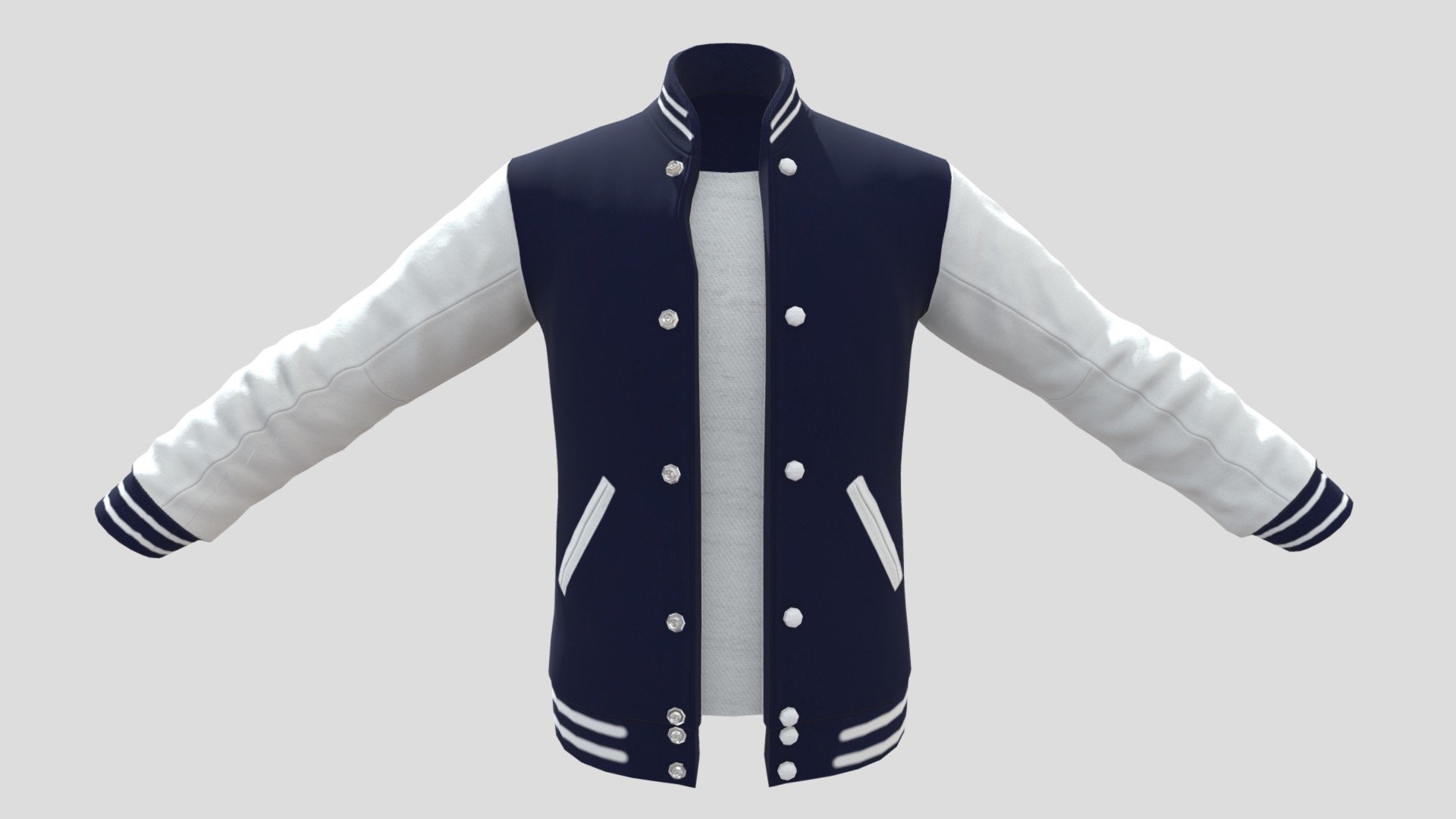 Letterman's jacket created during the Advanced Game Characters class at Full Sail University 3d model