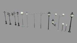 Street Lights Pack lamp, lights, exterior, architect, highway, road, post, architectural, column, vr, ar, town, props, streetlights, street-light, architectural-street, lighting, lowpoly, city, street, electric