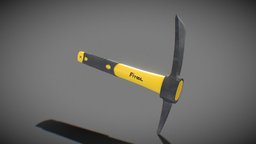 Firool gardening pickAxe painted office, modern, hammer, people, dig, tools, lowpoly, axe, house, home