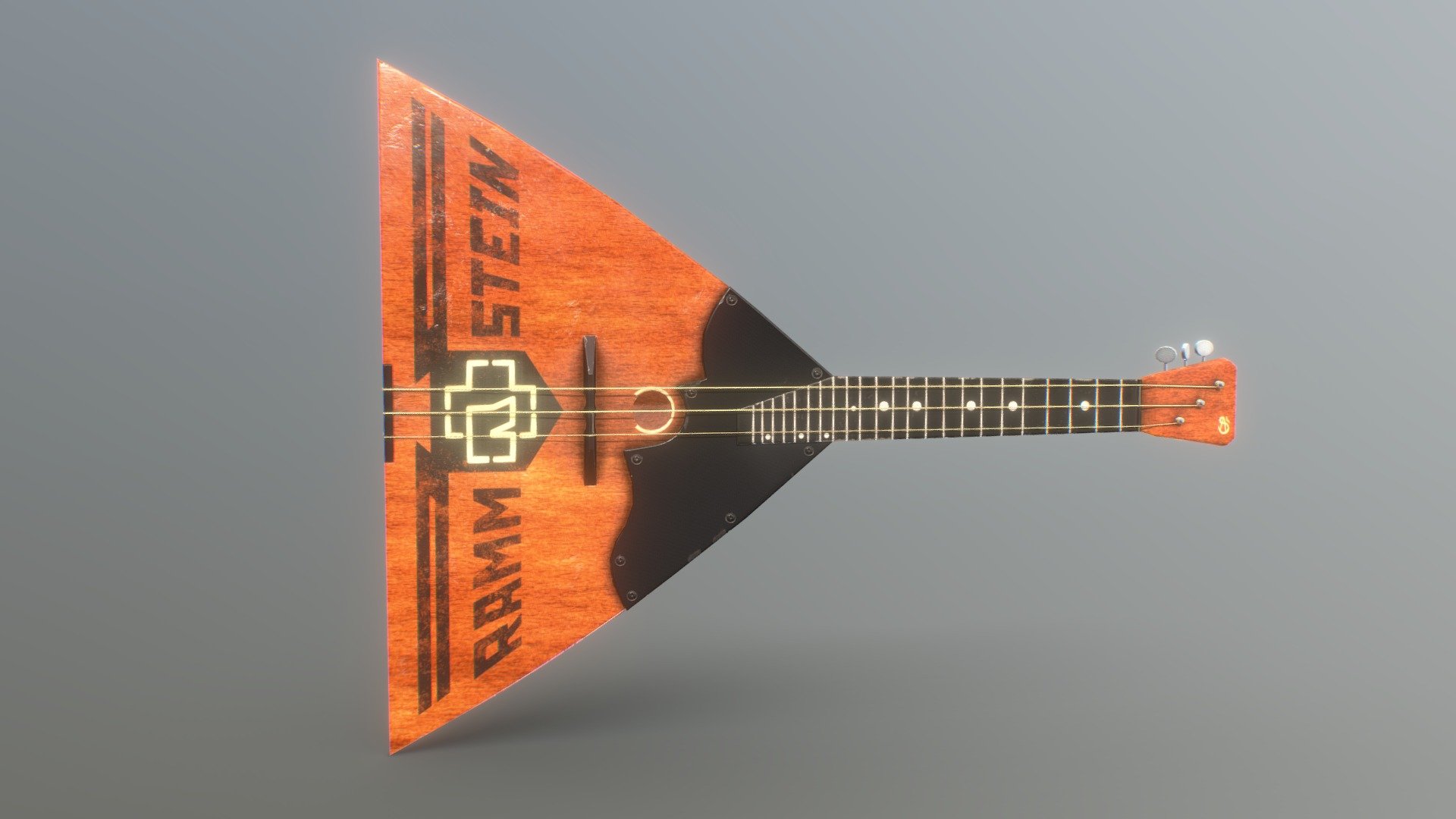 Russian folk instrument with three strings and logo &ldquo;Rammstein