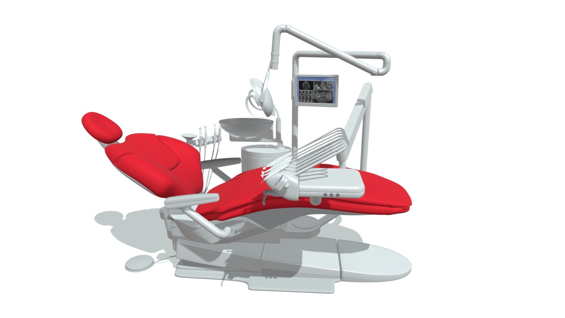 High quality 3d model of dental treatment station unit with chair 3d model
