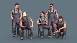 Foreman in Overalls sitting, standing, engineer, worker, professional, uniform, builder, sale, developer, overalls, allinone, offer, helmet, man, male, guy
