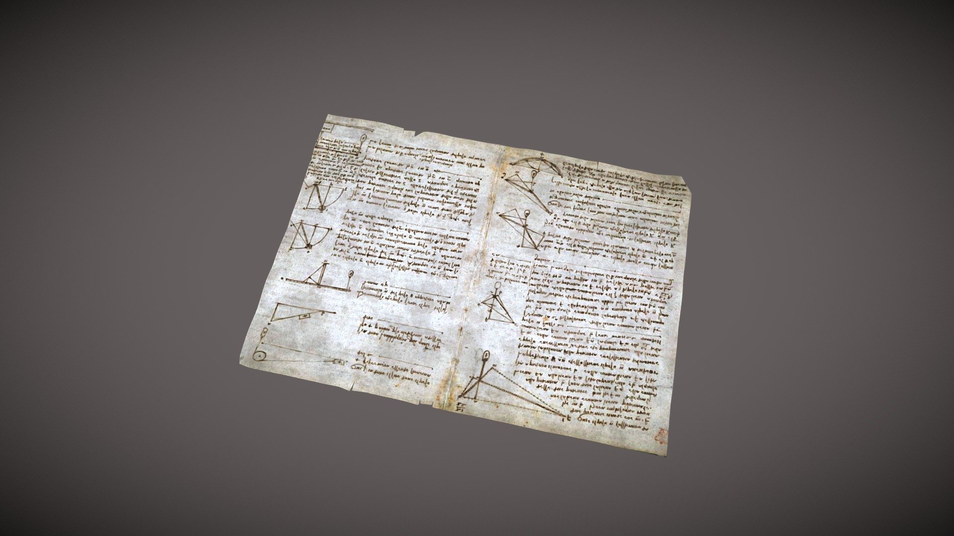 A 3D model and texture of an original Leonardo Da Vinci Manuscript 3d model