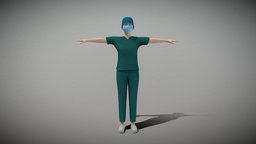 Operating Room Female Doctor room, toon, operation, people, doctor, nurse, staff, emergency, hospital, uniform, woman, character-model, operating, character, cartoon, low, poly, female, medical, male