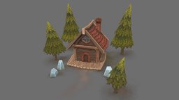 Hand Painting Challenge 2018: Summer Cottage challenge, handpaintedsummerscene, handpainted, low-poly, texture, house, village, handpainted-lowpoly