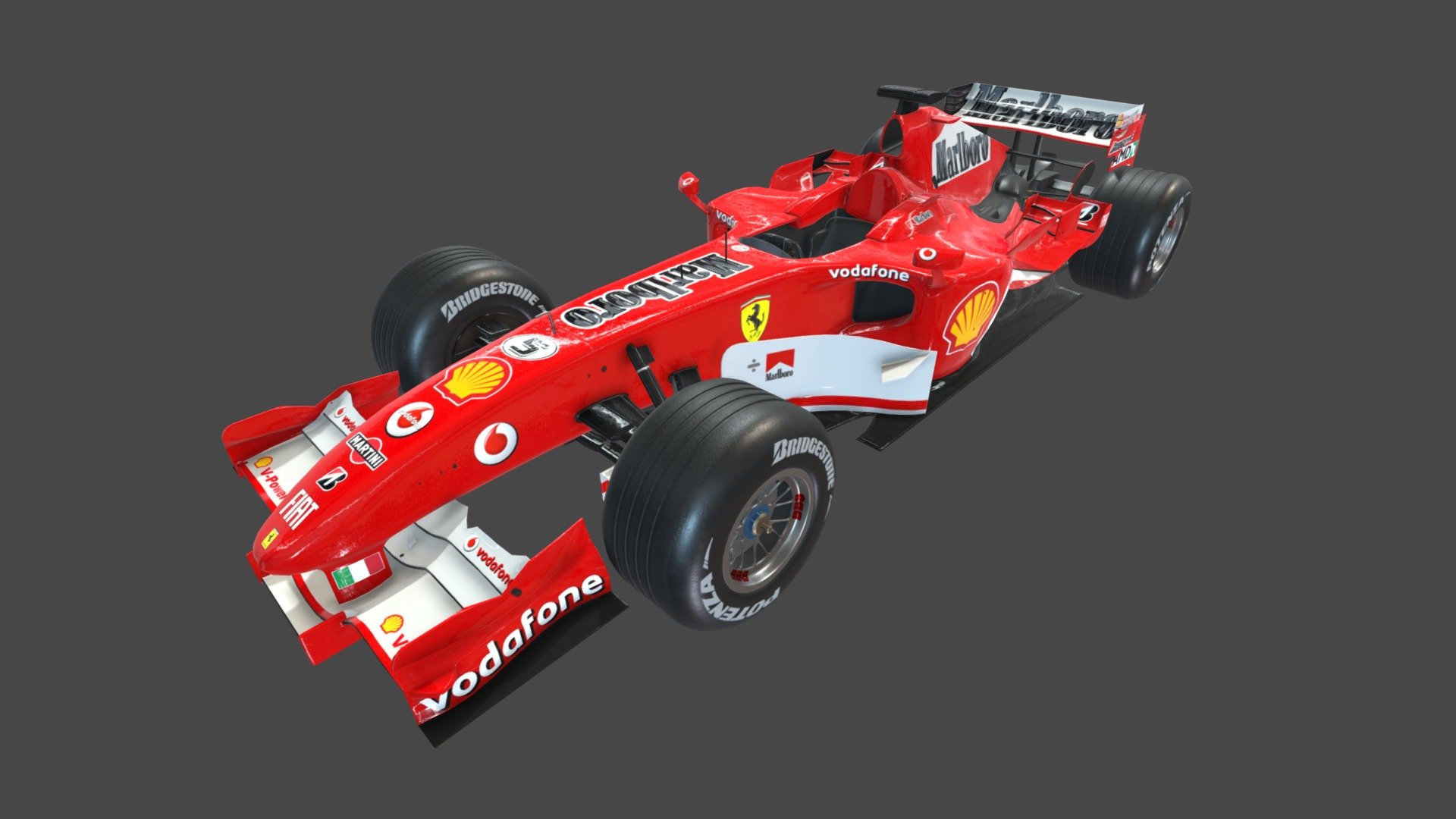 Michael Schumacher's Ferrari. 2006 version.

Modelled in Blender and texturized in Substance Painter 3d model