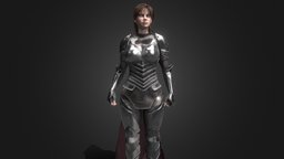 PBR Female Fantasy Hero v3 (Rigged) armor, armour, warrior, soldier, medieval, hero, guard, metal, woman, fancy, heroic, girl, female, fantasy, lady, knight, steel