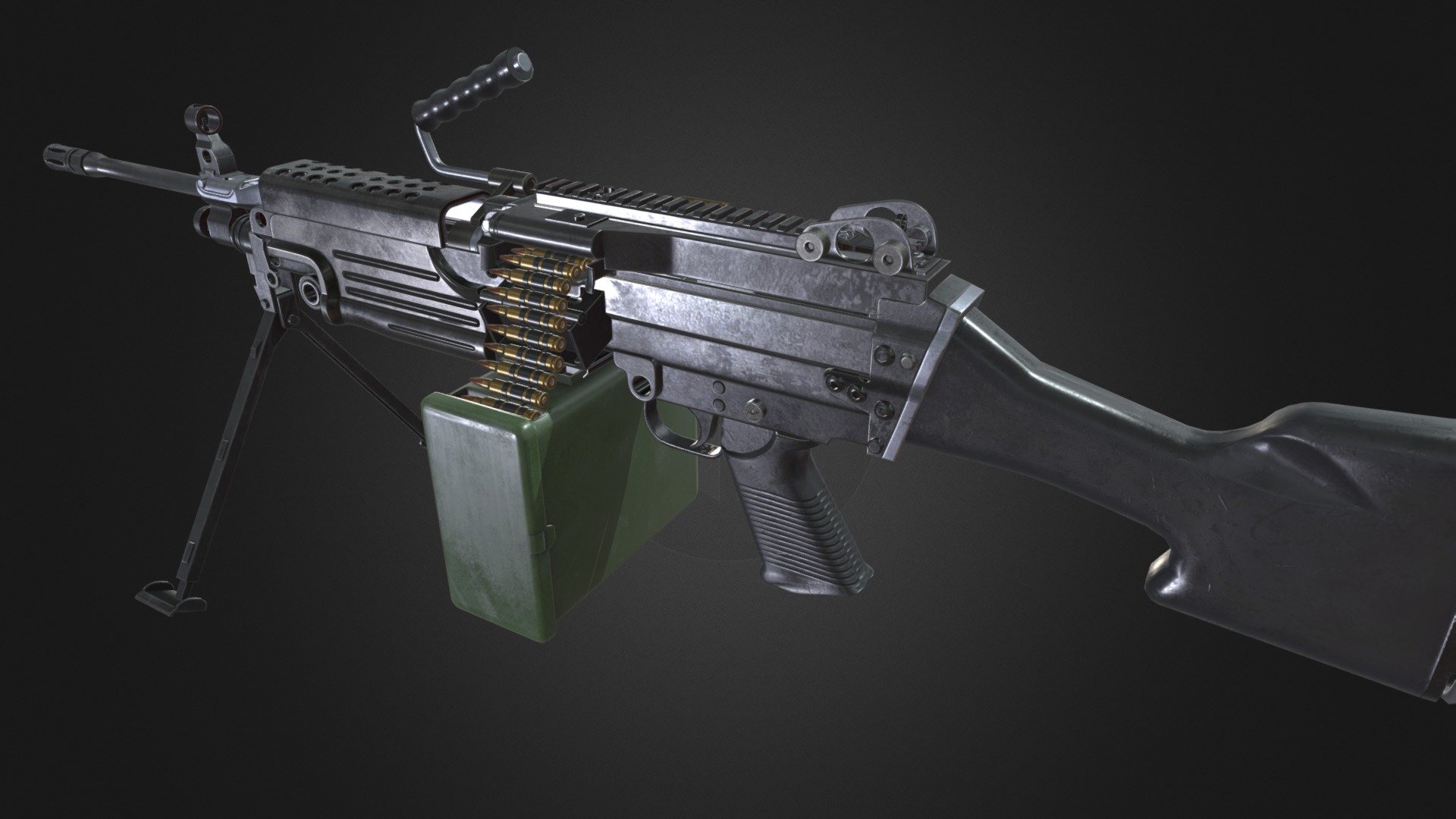AAA quality M249 game ready specially made for Unreal engine &amp; Unity. 4k highly detailed textures and low poly model. Each and every part is separate with an accurate axis and ready to rig 3d model