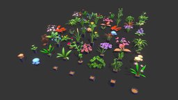 Stylize Low Poly Plants and Flowers Pack