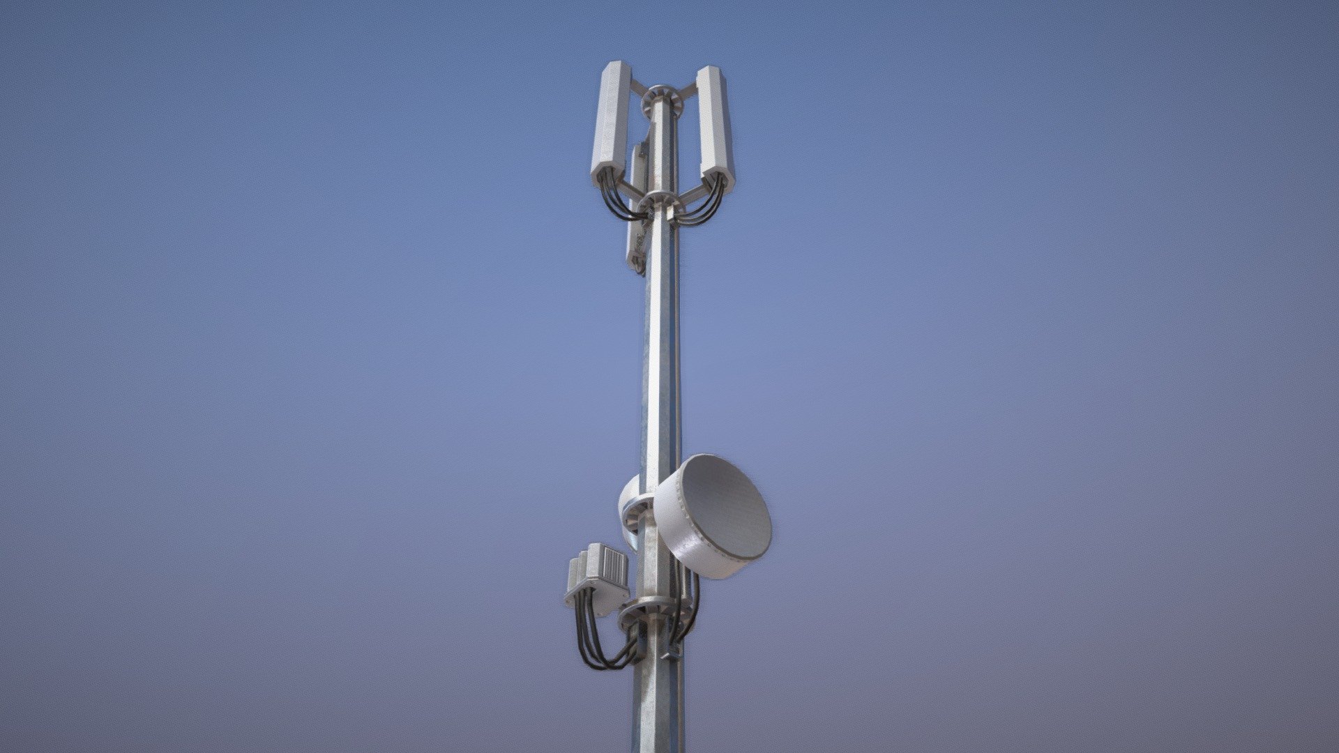 This is the latest asset for Stay Hydrated, a story-driven casual survival VR game I'm making with a small team of three people. Stay Hydrated was started as an Oculus Launchpad 2018 entry. This cell tower is part of a game dynamic that centers around maintaining a cell signal on the player's phone to continue storyline interaction with a 911 operator 3d model
