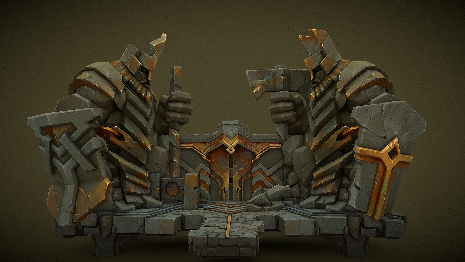 Dwarfs Mountain Gates

The Dwarves' Gate. The entrance to the land of the dwarves. The object cannot be walked around - the detail falls from behind and from above.

Mobile Game asset.
8k Tris
3 Textures - 2x 2048x2048 1x 1024x1024
Handpainted - Dwarfs Mountain Gates - 3D model by Andrey (@fruitmamba) 3d model