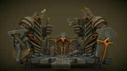 Dwarfs Mountain Gates diffuse, diffuse-only, handpainted, low-poly, lowpoly