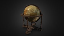 World Globe 3D Model world, globe, vintage, holder, sphere, decoration