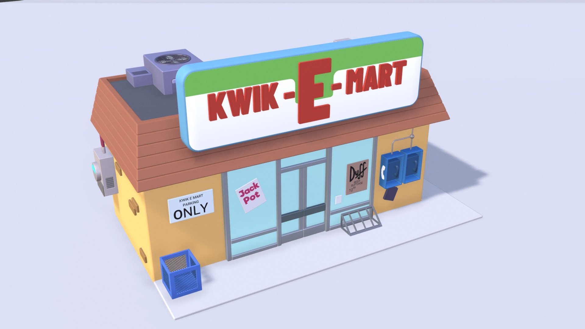 Kwik-E Mart from Simpson. Modeled in Blender - Kwik-E Mart - Buy Royalty Free 3D model by burakonur99 3d model