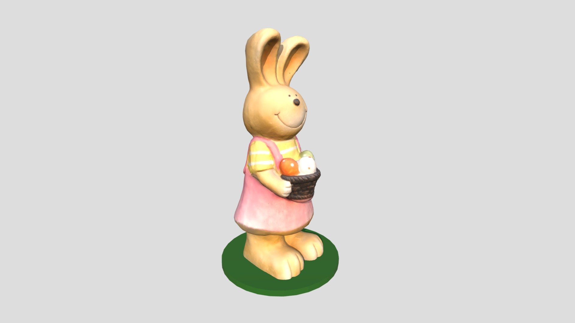This Easter Rabbit is actually an outside decoration sculpture I've bought for a few euros at Action. I've captured it with photogrammetry and edited with Agisoft Metashape and slightly modified the vertices with Blender. 111 pictures were used for the reconstruction of this rabbit 3d model