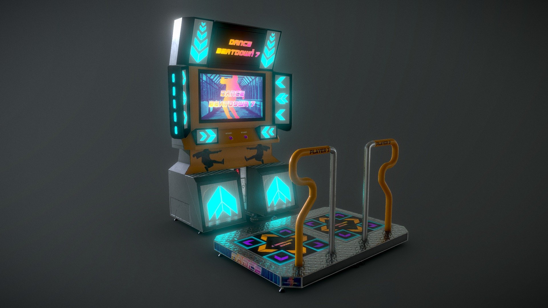 Based on those Dance Dance Revolutioni Arcade Machines you use to see at the arcades especially in Japan.

Designed to have a retro techno vibe

Textures are 1k and the model itself is fairly low poly - Dance Arcade Machine - Buy Royalty Free 3D model by Jordan F (@JordanF) 3d model
