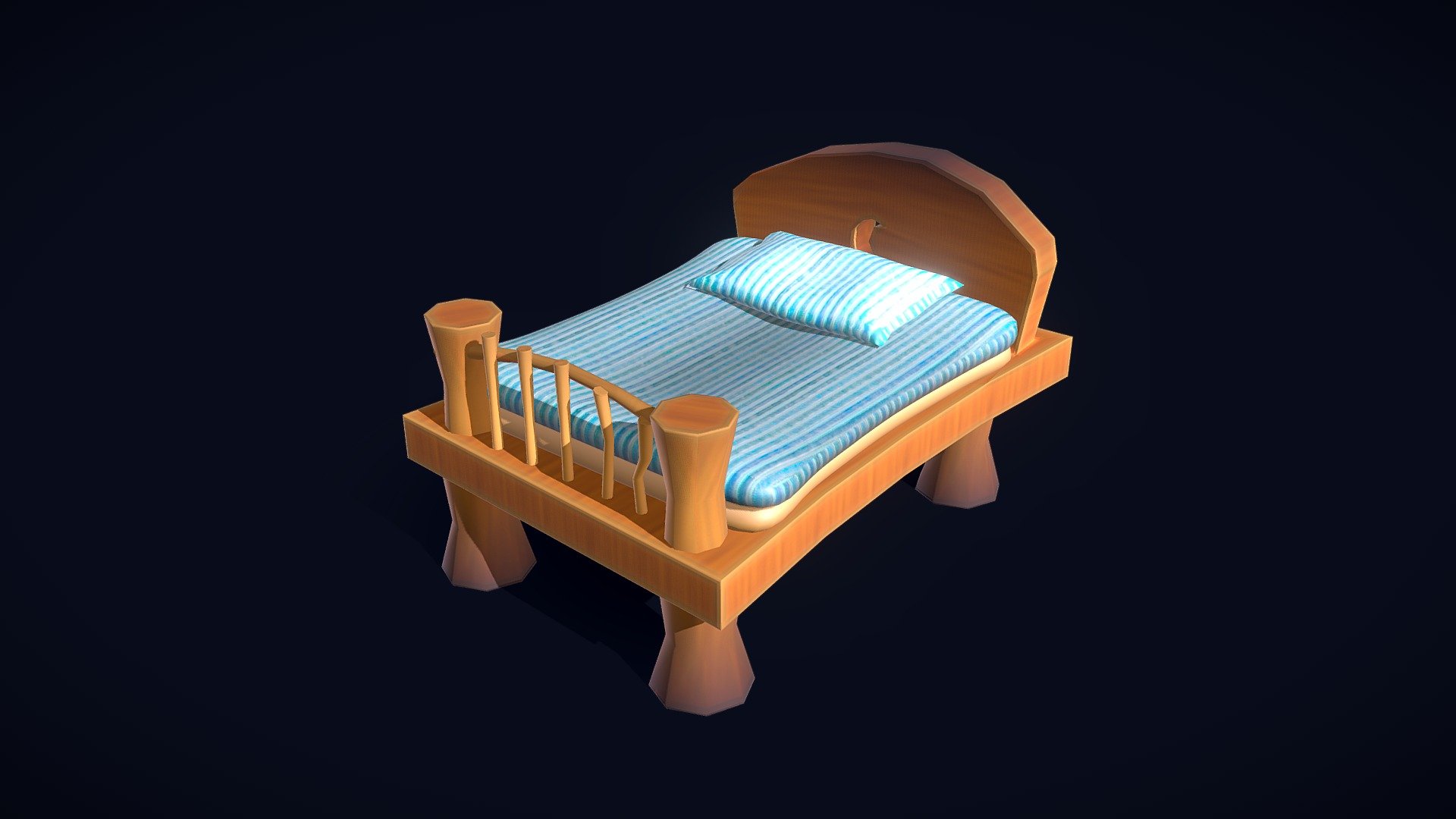 a low poly cartoon style bed for your game or project, free to use - Cartoon Bed - Download Free 3D model by MrPuppet 3d model