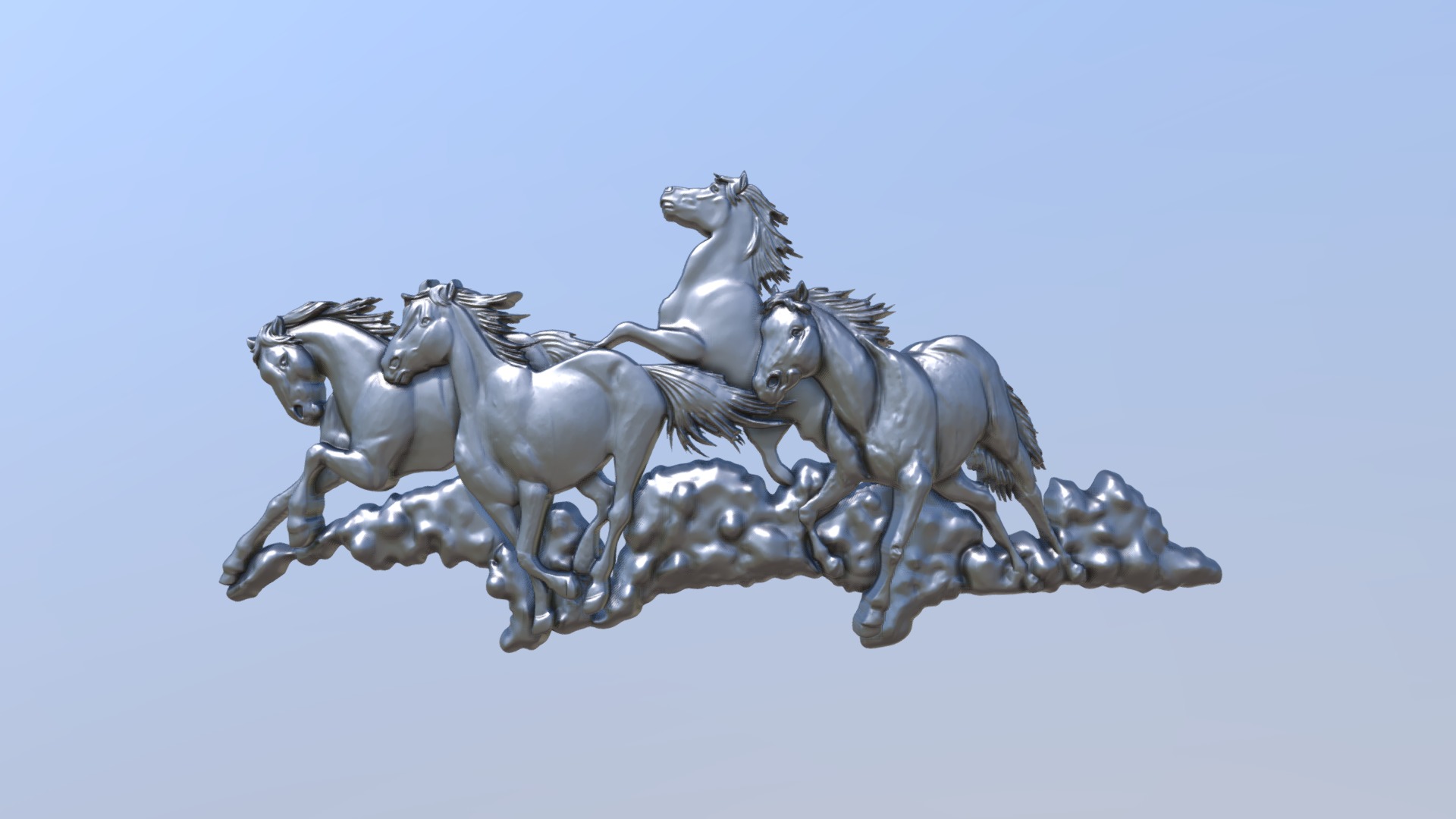 3D relief for CNC machining or 3D printing - Galloping Horses - Buy Royalty Free 3D model by Alolkoy 3d model