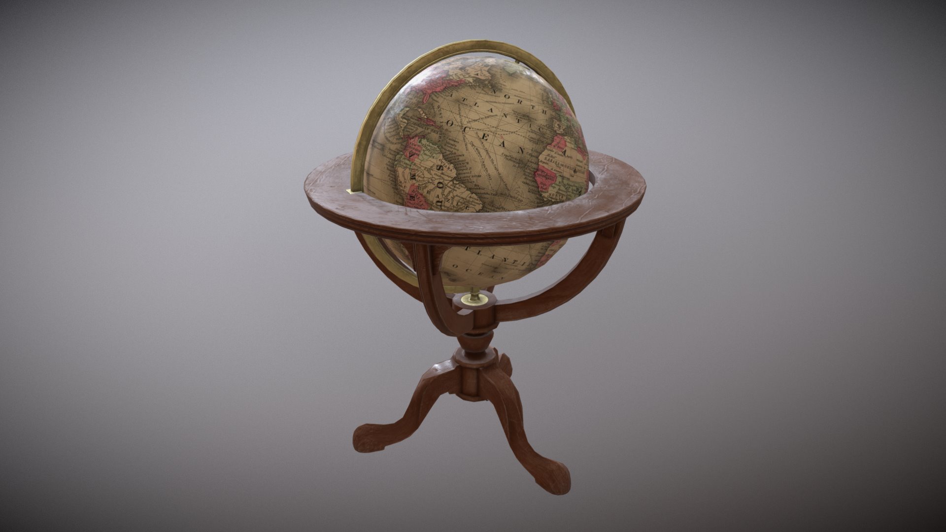 Victorian era antique globe, one of a series of props. Modelled in Maya and Zbrush, texturing in Photoshop and Quixel Suite.
See the complete scene at:  https://www.artstation.com/p/nX5xr - Antique Globe - 3D model by Benjamin (@benjammin) 3d model
