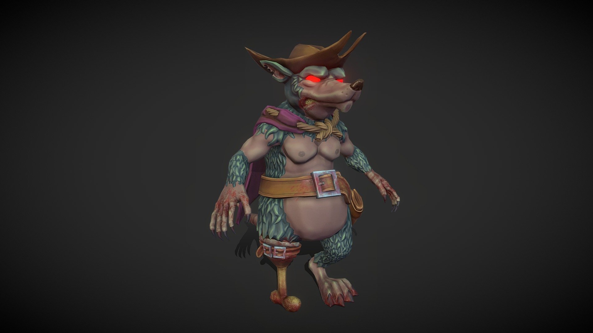 Cannibal Captain character for an ongoing personal project of mine. Going to be part of an animated scene inspired by Billy Talent's Ghost Ship of Cannibal Rats 3d model