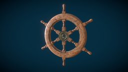 Ship Navigation Steering wheel Low-poly 3D model wheel, travel, captain, water, navigation, watercraft, ocen, ship, pirate, sea