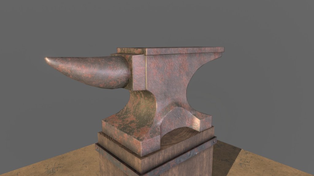 An anvil I made for my blacksmith scene, which is going to be done in a few days so expect more of these models. The anvil is game ready, and included is also the tiled texture I made for the ground and the er&hellip; step up block thingy the anvil is on.

Everything in the scene and their 4k textures are available for free to download. Enjoy 3d model