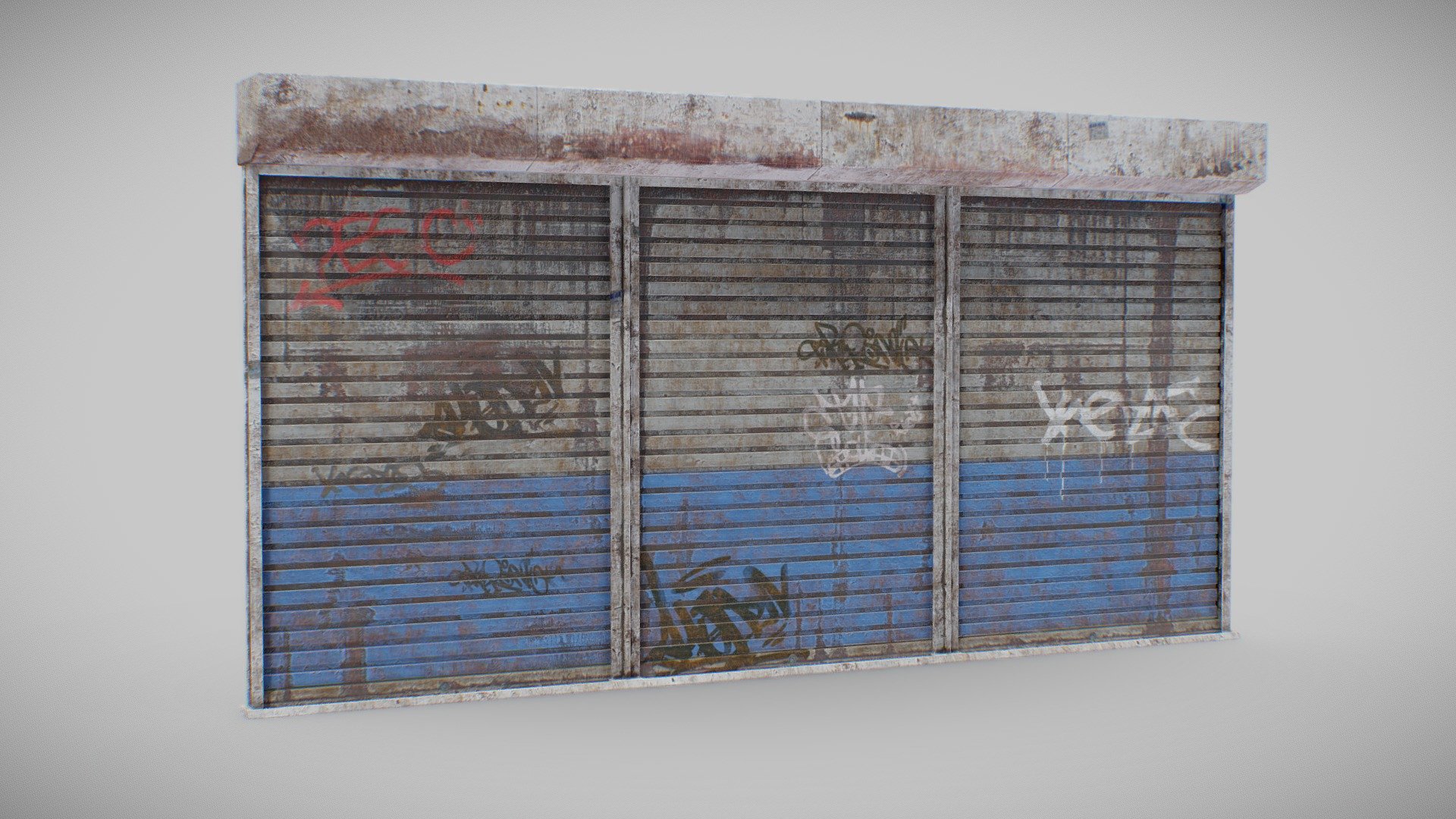 Roller Shutter Door

PBR Material
4k Size Textures
.tga format
4 Udim
PBR Texture (base color, Roughness, Ao, Normal map, Metalic)
*Opacity map included in the alpha channel of base color map.
high-Poly model
Production-Ready - film, game, and advertising.
Smooth version Ready

.obj   .fbx  .ma .blend files included
 tris and quad versions available

&mdash;Brand and logo are completely fictitious - No after royalties required ---- - Roller Shutter Door - Buy Royalty Free 3D model by FaceTheEdge 3d model