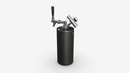 Pressurized Keg System 02 bar, drink, storage, barrel, system, pub, can, aluminum, beverage, beer, head, keg, pressure, brewing, 3d, pbr, container, steel, draught, manometer