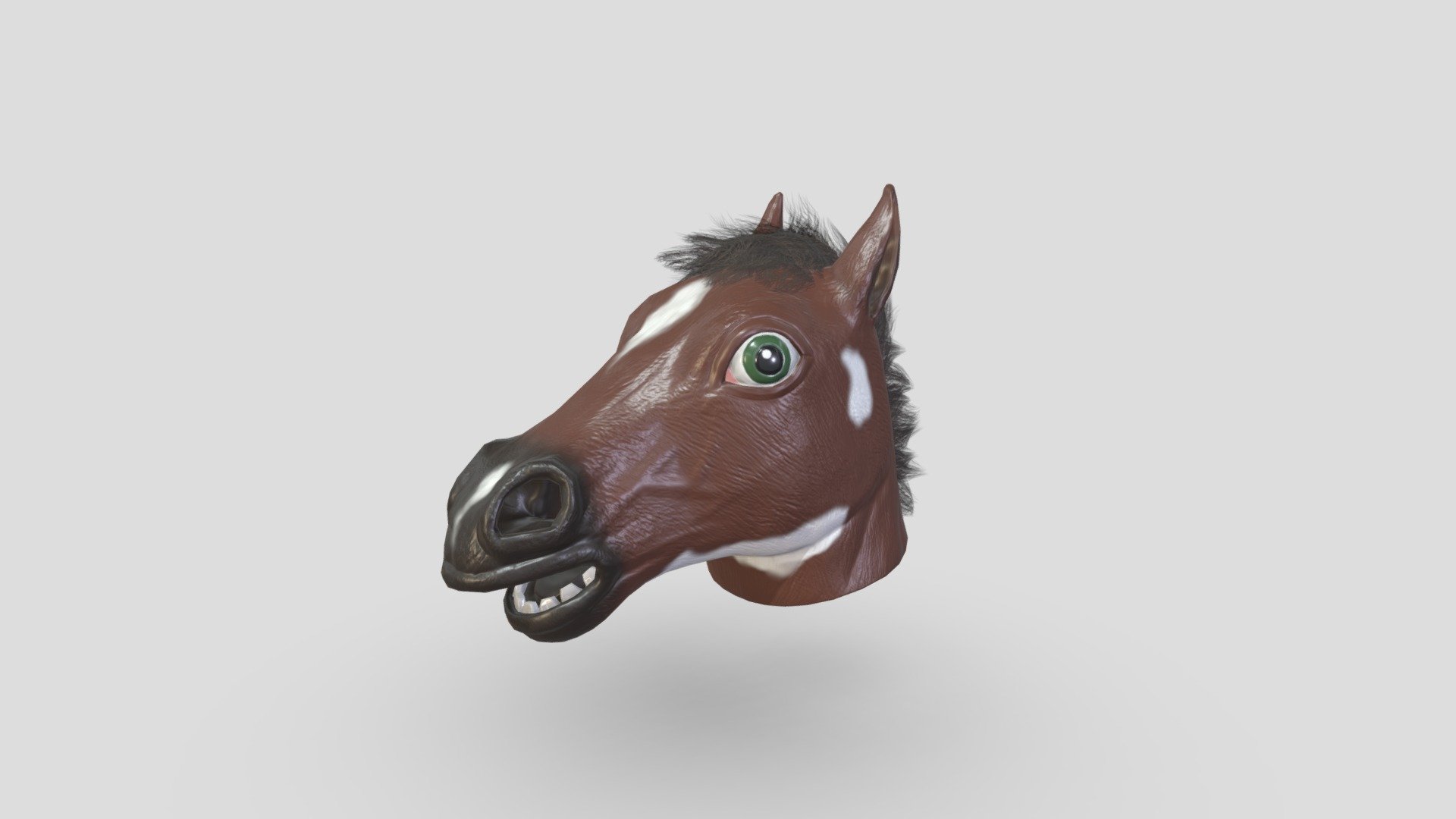 If you need additional work done do not hesitate to contact me, I am available for freelance work.

Funny Rubber Horse Head Mask with pinto coloring for a character in disguise. 

Highpoly sculpted in Nomadsculpt. Lowpoly made in Blender. Model and Concept by Me, Enya Gerber 3d model