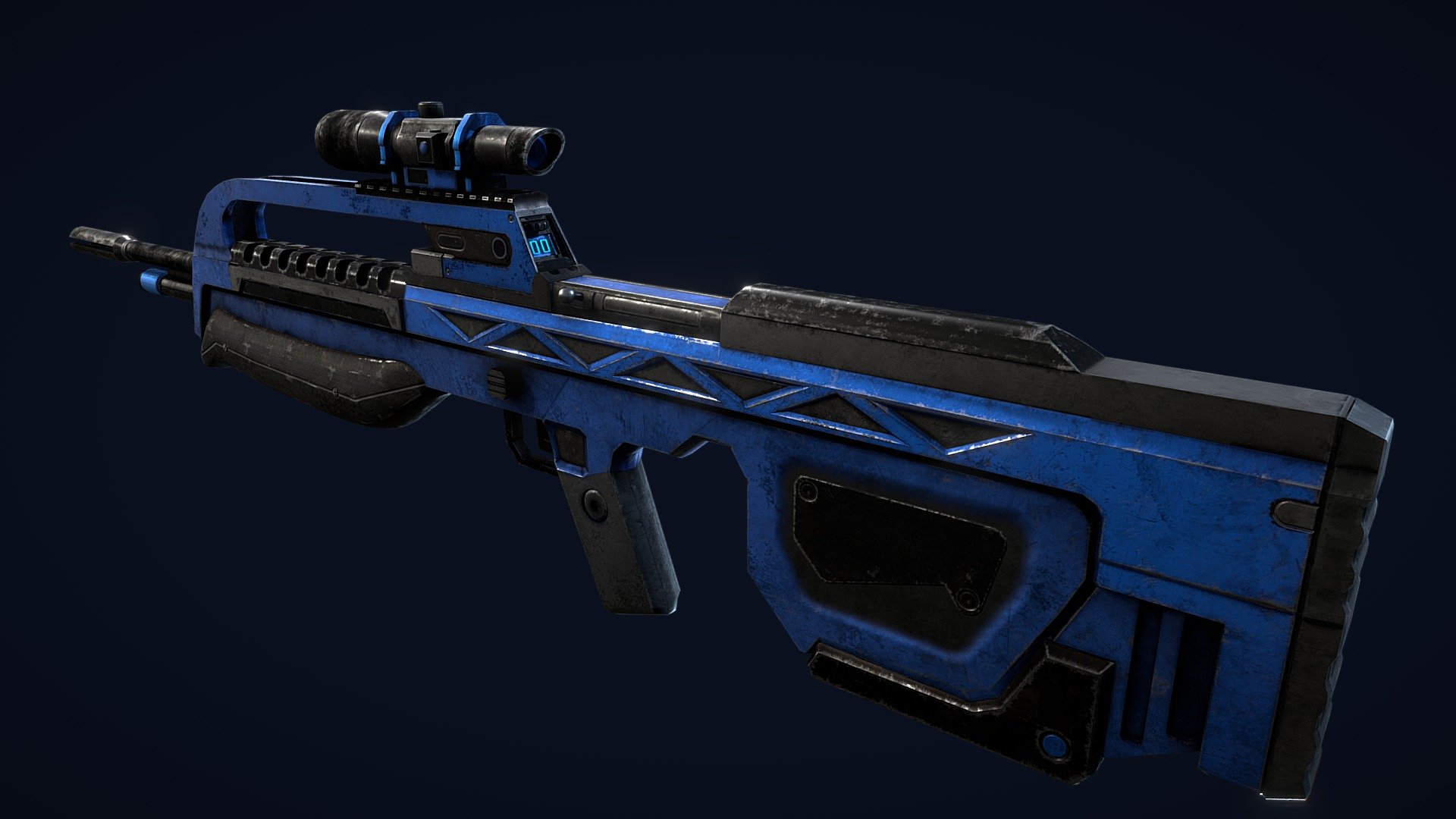 Classic version: https://skfb.ly/ounBJ

This is just something I made for fun, because blue is my favorite color!

I might make more skins for this BR soon, if anyone has any ideas feel free to share!

Modeled in Blender, textured in Substance Painter.

Free to use. Enjoy!

ArtStation post: https://www.artstation.com/artwork/d0PwwJ

(Animation here is just to showcase the model) - Halo - Battle Rifle (Blue skin) - Download Free 3D model by Glitch5970 3d model