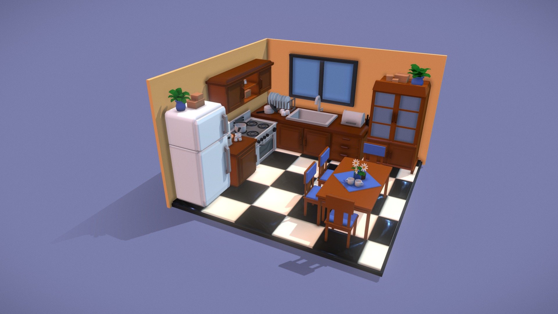 A little isometric kitchen I modelled for a class assignment using Maya. =) - ISOMETRIC KITCHEN - 3D model by Jewel Lee_ (@JewelLee_) 3d model