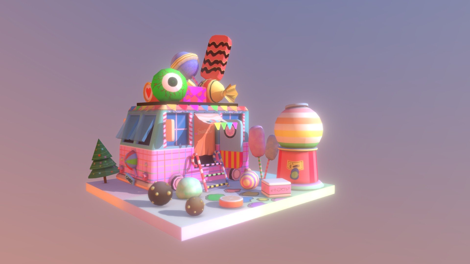 low poly candy van - 3D model by Low.Chi.Yee 3d model
