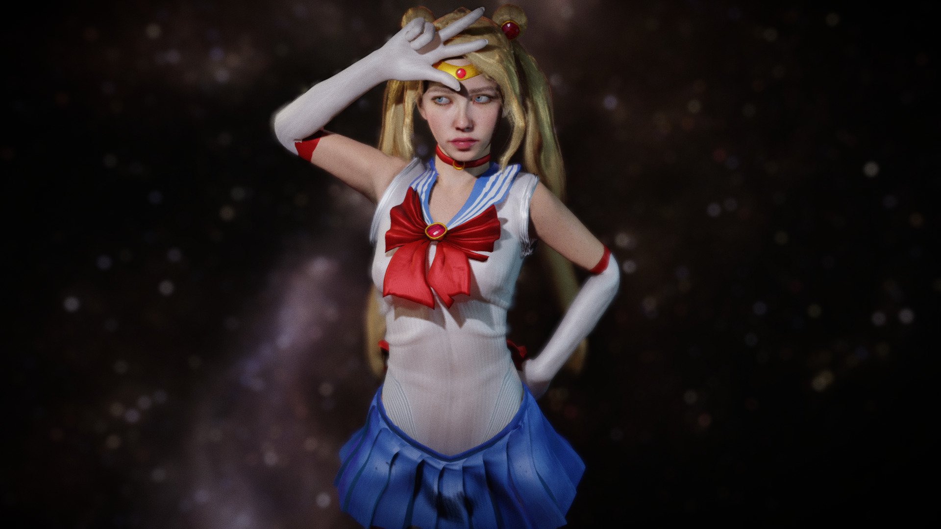 Sailor Moon - Serenity  princess female model. mixamo bone names for animations. sss subsurface scattering. body fully rigged.  basic face rig. model in blender file. Two poses transition animation - Sailor Moon - Serenity - Buy Royalty Free 3D model by Cg Stuff (@bokeh) 3d model