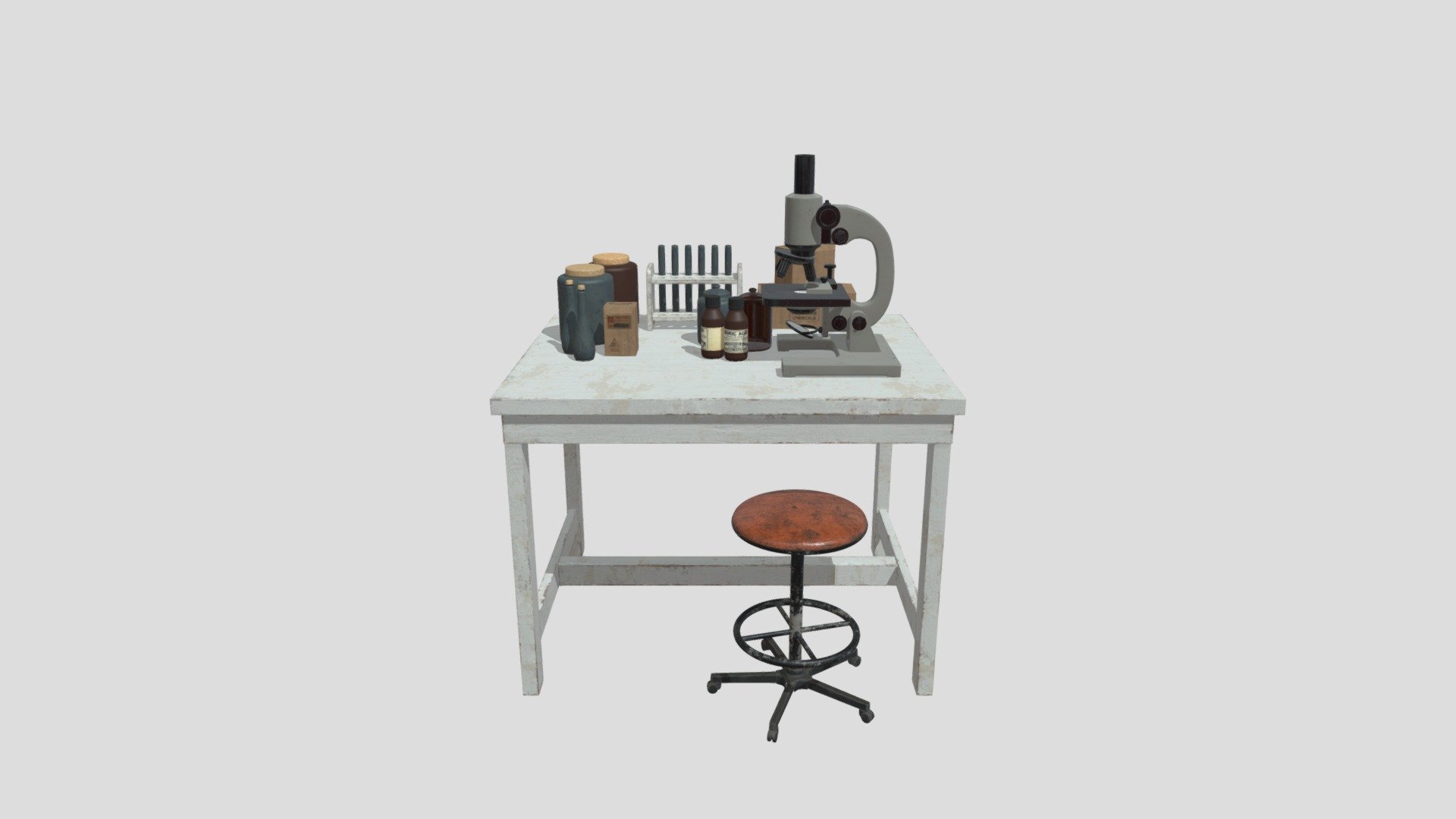 Highly detailed 3d model of lab props with all textures, shaders and materials. This 3d model is ready to use, just put it into your scene 3d model