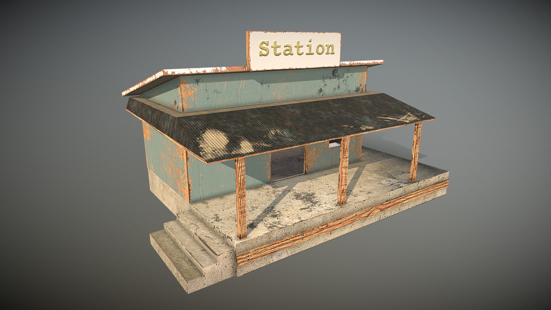 Old train station, 2048 pbr textures. dx normalmap one material - Old Station - Buy Royalty Free 3D model by Thunder (@thunderpwn) 3d model