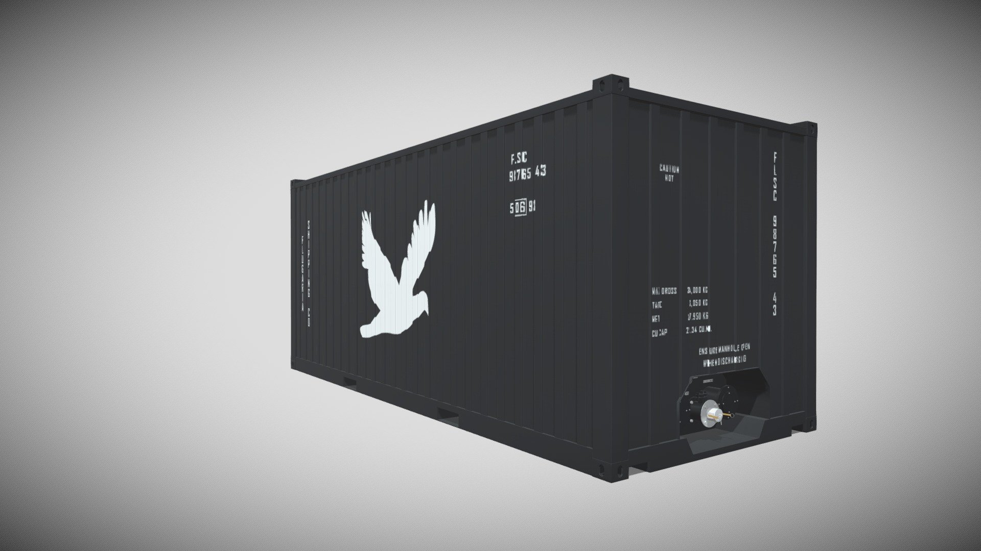 Detailed model of a 20ft Bitumen Box Container, modeled in Cinema 4D.The model was created using approximate real world dimensions.

The model has 47,012 polys and 47,131 vertices.

An additional file has been provided containing the original Cinema 4D project files with both standard and v-ray materials, textures and other 3d export files such as 3ds, fbx and obj 3d model