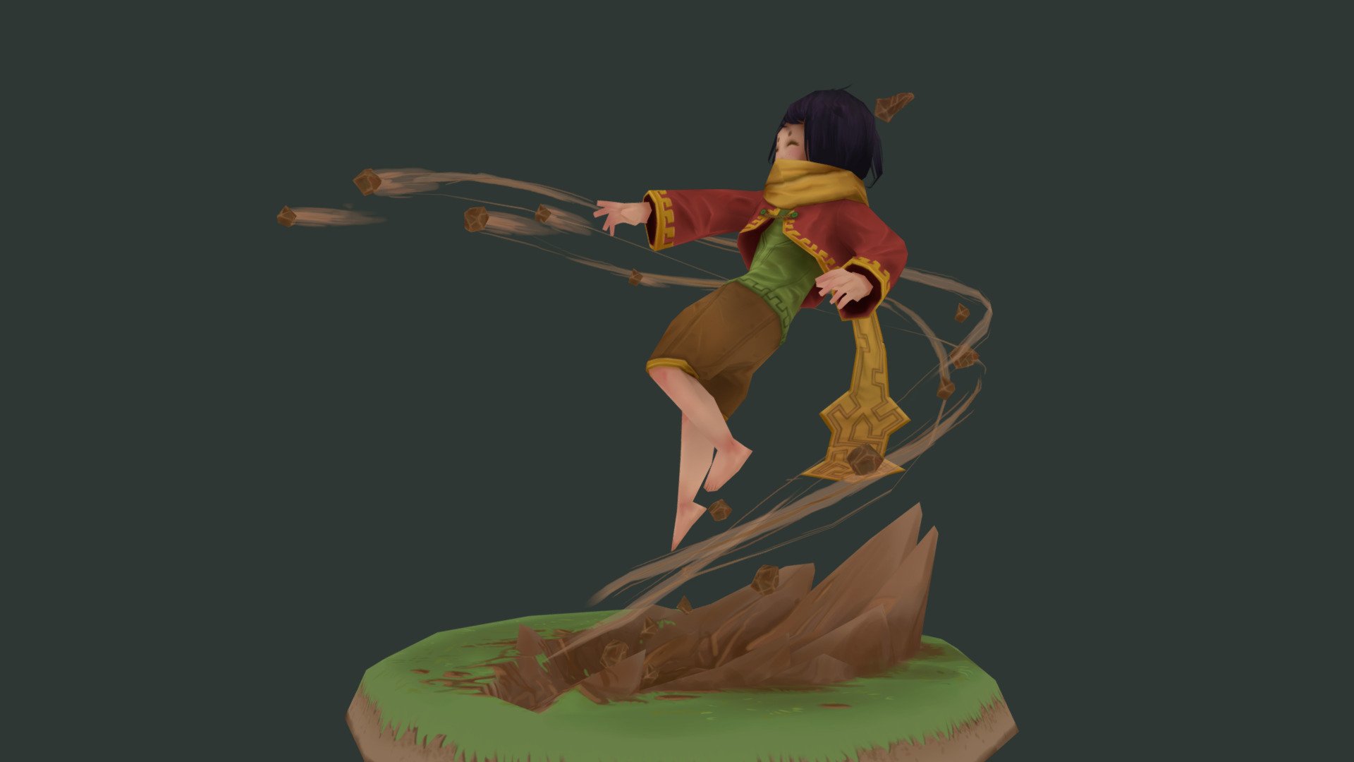 Character concept for a theoretical fantasy mobile game. A mage specialized on utilizing the earth itself to attack and defend.

1394tris for the character and 2080 for the whole model.
Modeled and posed in Maya, rigged with Mixamo and textured with Substance Painter 3d model