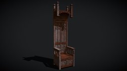 Medieval Wooden Antique Gothic Throne