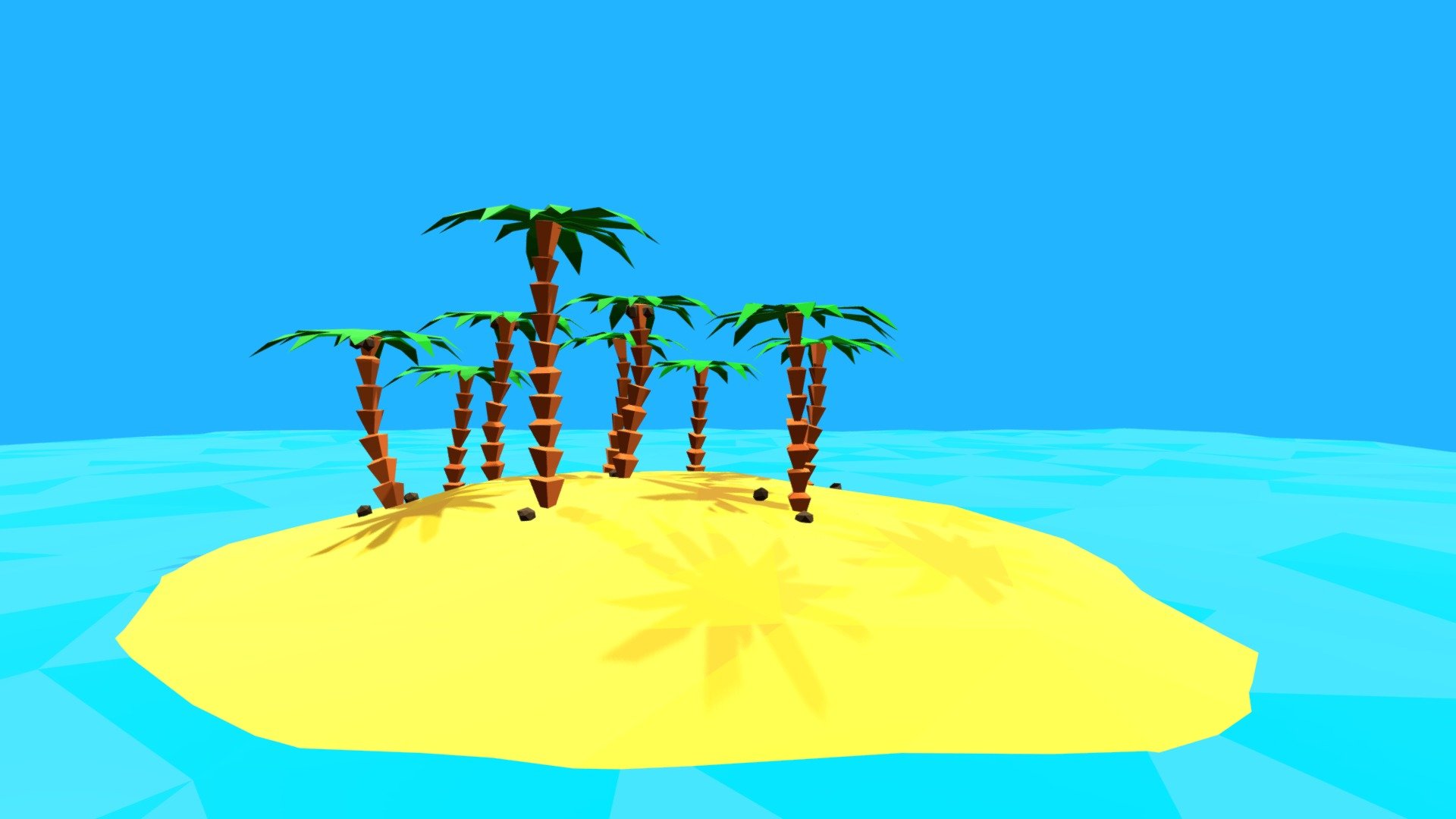 A palm island in low poly design made by David Kiefer with Blender 3d model