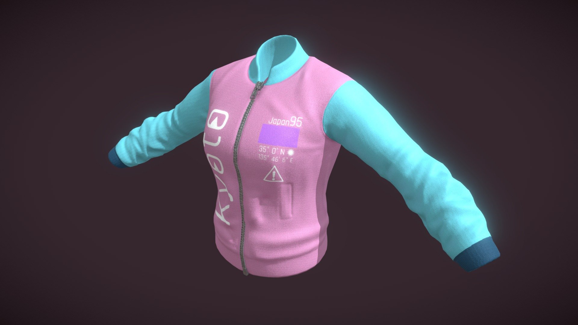 Bomber Jacket designed for college course. Modeled in Maya, Sculpted in ZBrush, Retopologized and UV'd in Maya, Textured in Subtance Painter - Kyoto Bomber Jacket - 3D model by dreamtop 3d model