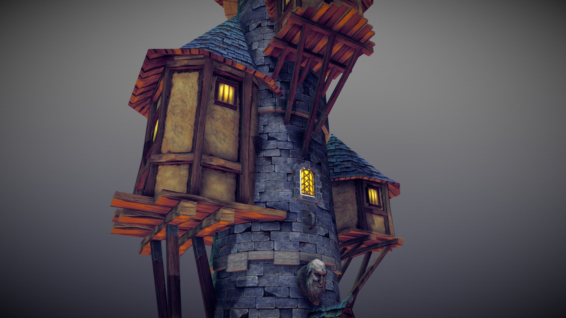 Model of Wizard Tower, exterior separate from interior 3d model