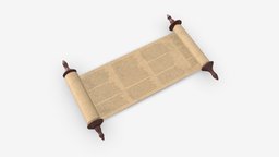 Ancient Scroll With Wooden Rods Old text 02 ancient, roll, rod, paper, antique, clean, mockup, letter, scroll, manuscript, document, papyrus, blank, parchment, book, 3d, pbr, wood, history