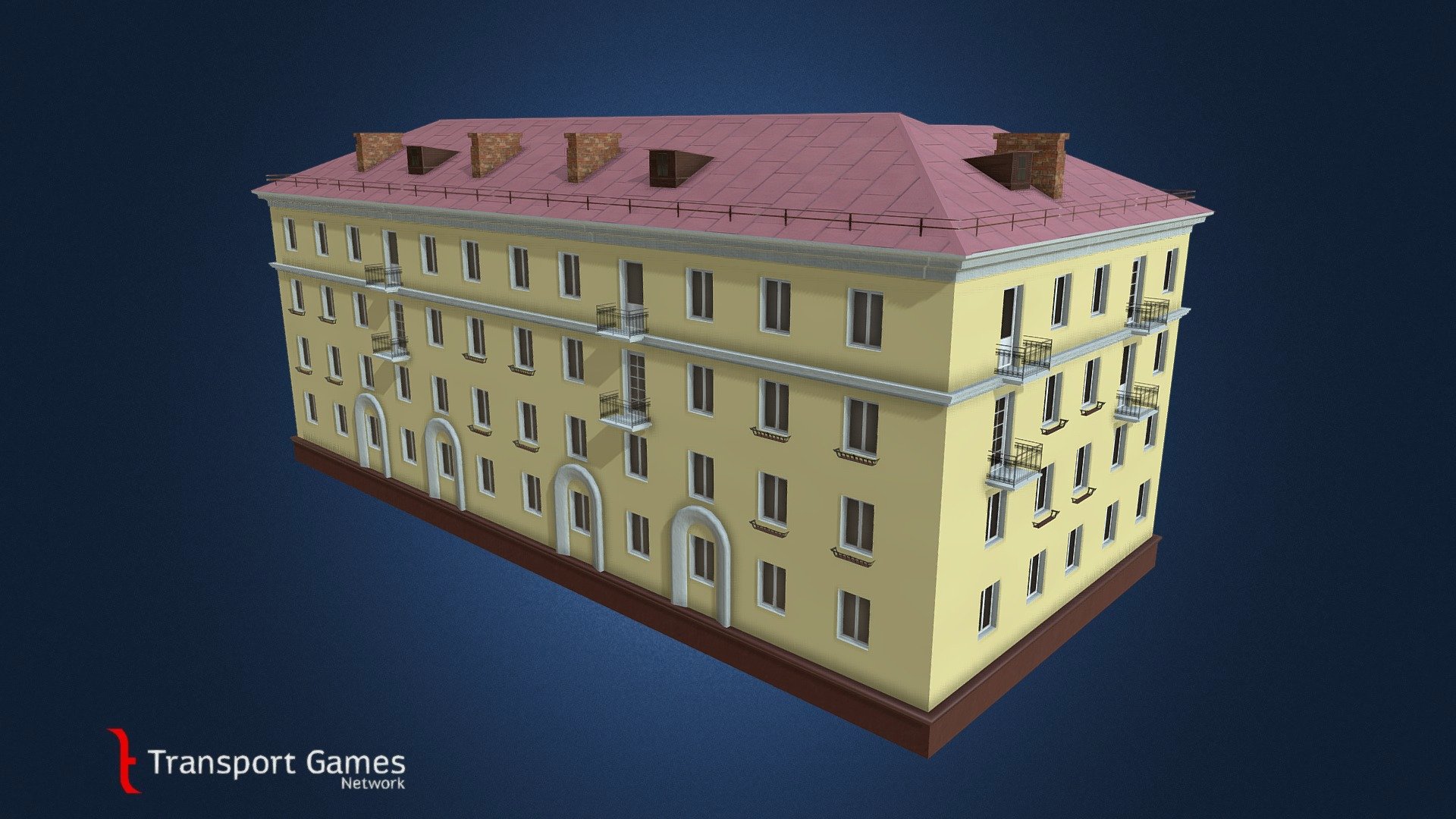 Asset for Citites Skylines.
Series 1-414-2. Left side orientation.
Typical soviet house in middle 20th century.
 - Residental House proj. 1-414-2 Left orientation - 3D model by targa (@targettius) 3d model