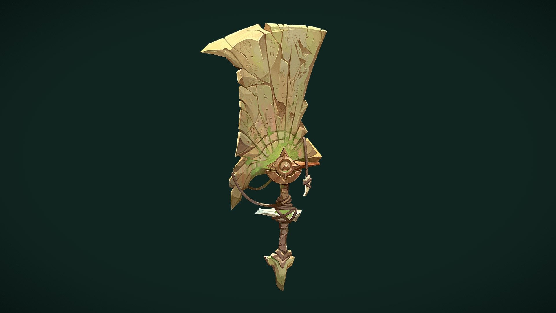 I found this nice sword concept by Carlos Ruiz and immediately wanted to turn it into 3d and work on my texturing skills. I think I leveled up a bit with this piece! ✨ - Handpainted Sword (Swordtember2023) - 3D model by Katarzyna Mnich (@katamn) 3d model