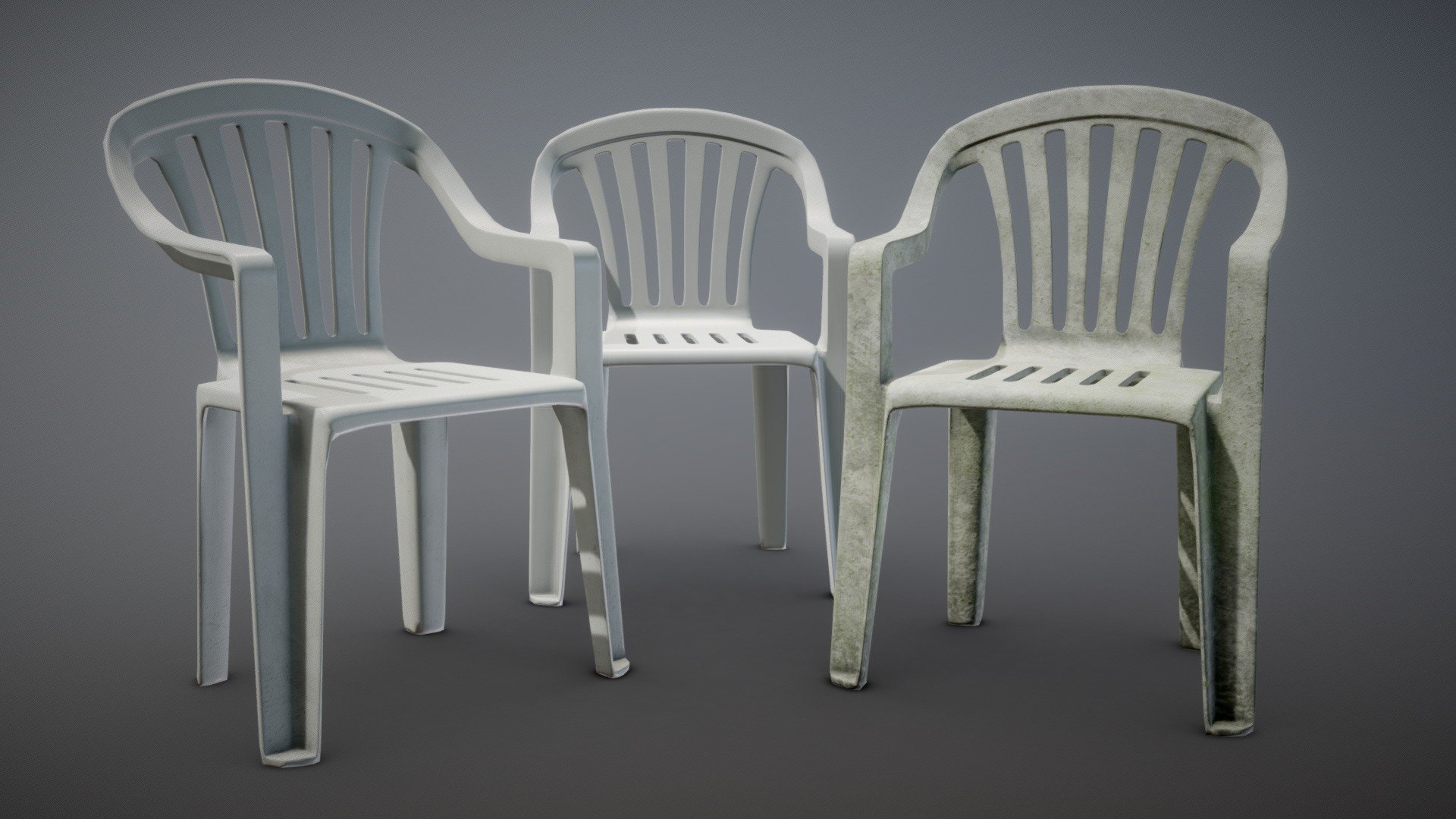 Additional file contains manually made LODs in 4 stages and custom collider in .fbx, .gltf and .obj formats as well as 3x2k texture sets for Unity5, Unity HDRP, UnrealEngine4, PBR Metal Roughness - Garden Plastic Chair White - 3 Versions - Buy Royalty Free 3D model by NollieInward 3d model