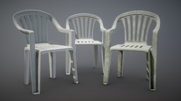 Garden Plastic Chair White garden, picnic, exterior, prop, unreal, seat, realtime, party, engine, backyard, ue4, outdoors, unity5, lods, barbecue, substancepainter, unity, unity3d, asset, game, blender3d, chair, house, home, plastic, environment, hdrp, unityhdrp