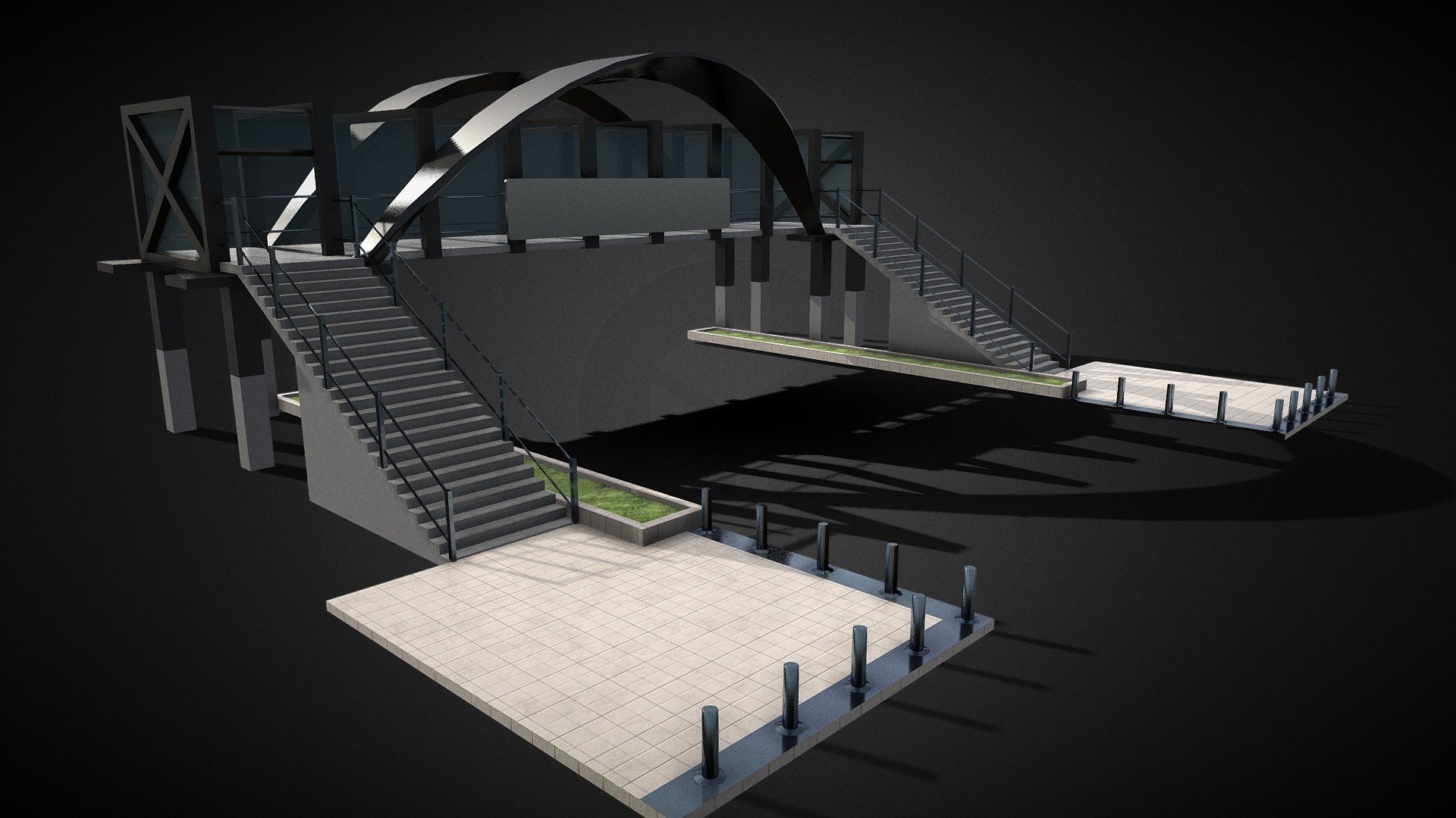pedestrian bridge 1 - Buy Royalty Free 3D model by Tauffiq Abdllah (@Muhammad.Tauffiq.Abdllah) 3d model