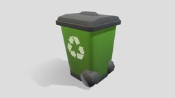 Toon Low Poly Game-Ready Garbage Bin