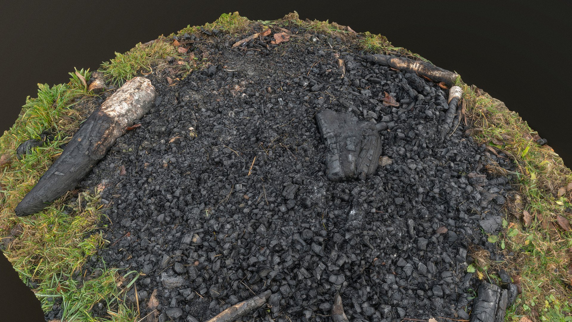 Natural fireplace in grass firepit campfire with burned out black wood ash ember logs

photogrammetry scan (130x24mp), 2x16k textures + HD normals - Natural campfire in grass - Download Free 3D model by matousekfoto 3d model